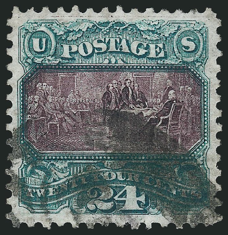 US Stamp Prices Scott Cat. #130 - 1875 24c Pictorial Re-issue Declaration. Robert Siegel Auction Galleries, Oct 2011, Sale 1014, Lot 1348