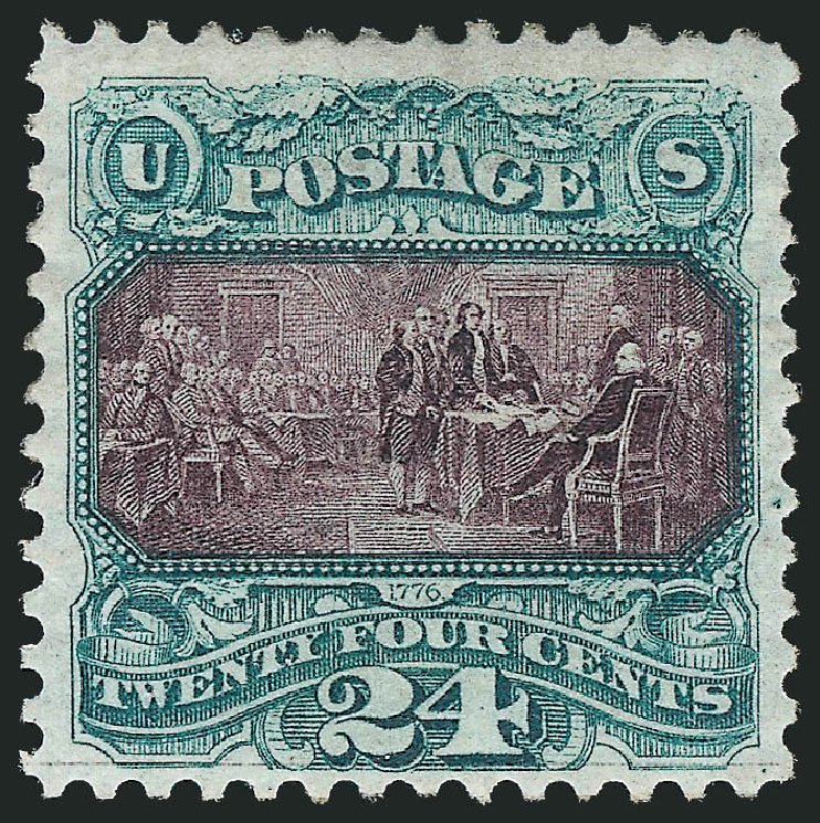 Costs of US Stamp Scott Catalog #130 - 24c 1875 Pictorial Re-issue Declaration. Robert Siegel Auction Galleries, Mar 2012, Sale 1021, Lot 338