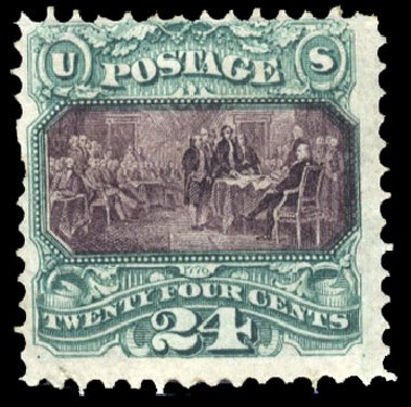 Prices of US Stamp Scott Cat. #130: 1875 24c Pictorial Re-issue Declaration. Cherrystone Auctions, Mar 2010, Sale 201003, Lot 119