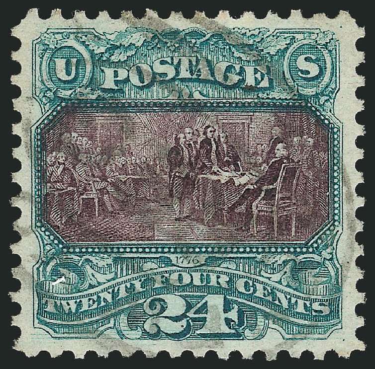 US Stamps Values Scott Catalogue 130: 1875 24c Pictorial Re-issue Declaration. Robert Siegel Auction Galleries, Oct 2012, Sale 1032, Lot 3209