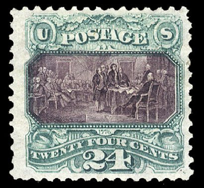 Prices of US Stamps Scott # 130 - 24c 1875 Pictorial Re-issue Declaration. Cherrystone Auctions, Mar 2009, Sale 200903, Lot 130