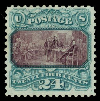Prices of US Stamp Scott Catalog #130 - 24c 1875 Pictorial Re-issue Declaration. Daniel Kelleher Auctions, Jan 2015, Sale 663, Lot 1370