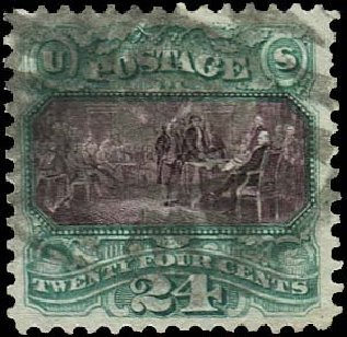 US Stamps Price Scott Cat. 130: 1875 24c Pictorial Re-issue Declaration. Regency-Superior, Nov 2014, Sale 108, Lot 310
