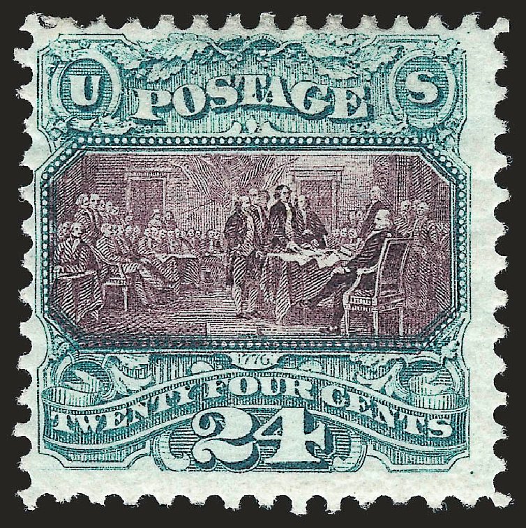 Value of US Stamp Scott Catalogue #130: 24c 1875 Pictorial Re-issue Declaration. Robert Siegel Auction Galleries, Dec 2009, Sale 982, Lot 5390