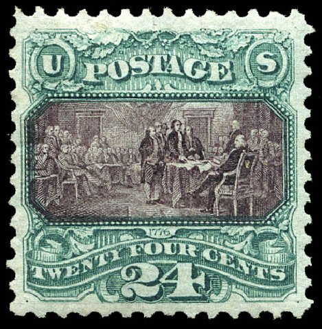 Costs of US Stamp Scott Cat. # 130: 1875 24c Pictorial Re-issue Declaration. Matthew Bennett International, May 2014, Sale 350, Lot 241