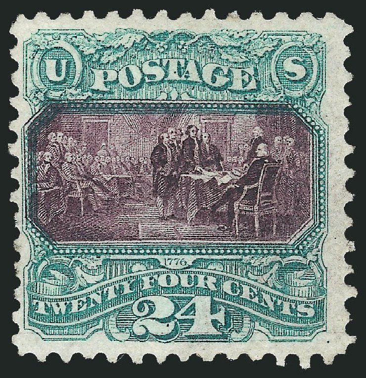 US Stamps Prices Scott Cat. 130 - 24c 1875 Pictorial Re-issue Declaration. Robert Siegel Auction Galleries, Apr 2014, Sale 1068, Lot 131