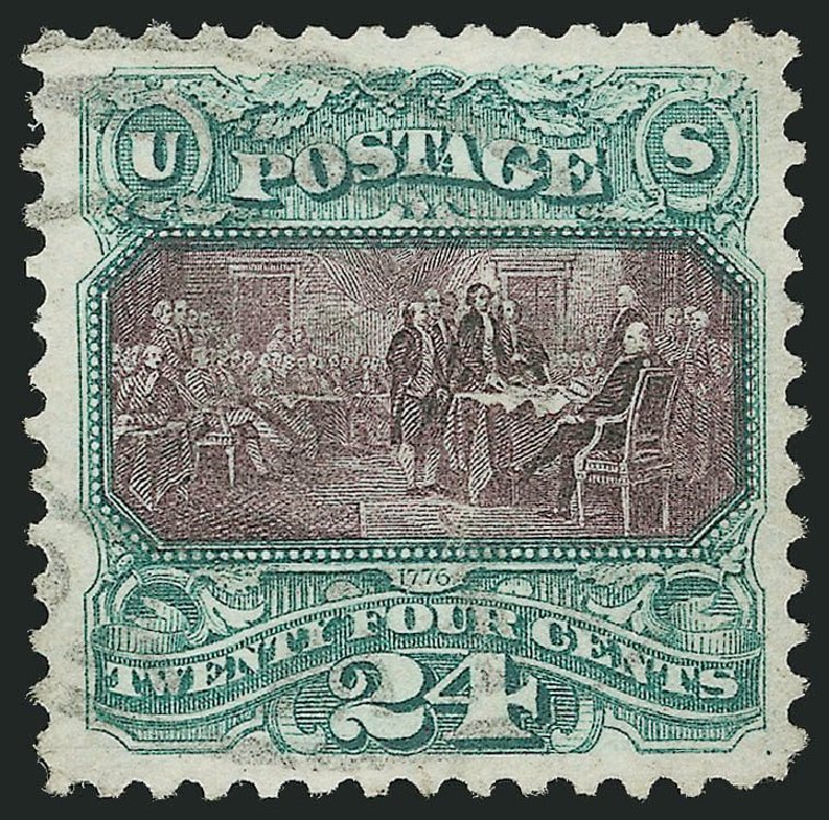 Costs of US Stamps Scott Catalogue #130 - 1875 24c Pictorial Re-issue Declaration. Robert Siegel Auction Galleries, Nov 2014, Sale 1084, Lot 3361