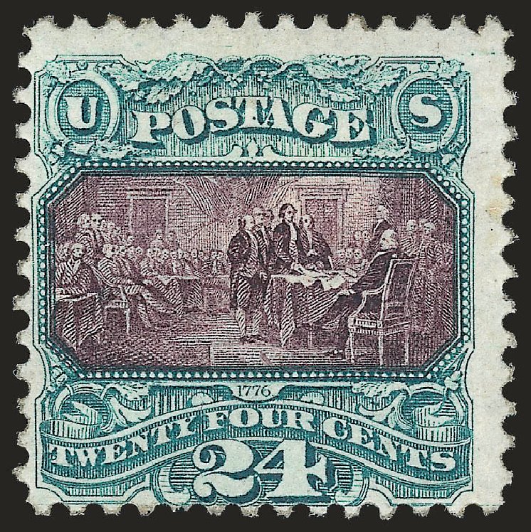 US Stamp Prices Scott Catalog #130 - 1875 24c Pictorial Re-issue Declaration. Robert Siegel Auction Galleries, Dec 2009, Sale 982, Lot 5391