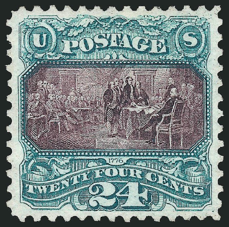 US Stamps Values Scott Cat. #130: 1875 24c Pictorial Re-issue Declaration. Robert Siegel Auction Galleries, Oct 2010, Sale 997, Lot 5521