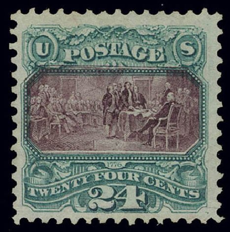 Prices of US Stamp Scott # 130 - 1875 24c Pictorial Re-issue Declaration. Daniel Kelleher Auctions, Feb 2013, Sale 634, Lot 104