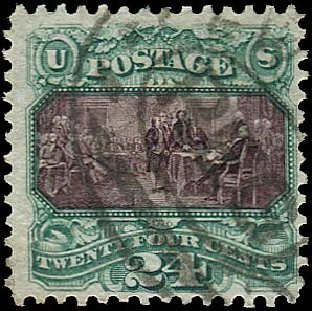 Costs of US Stamps Scott Catalog # 130 - 1875 24c Pictorial Re-issue Declaration. Regency-Superior, Jan 2015, Sale 109, Lot 794