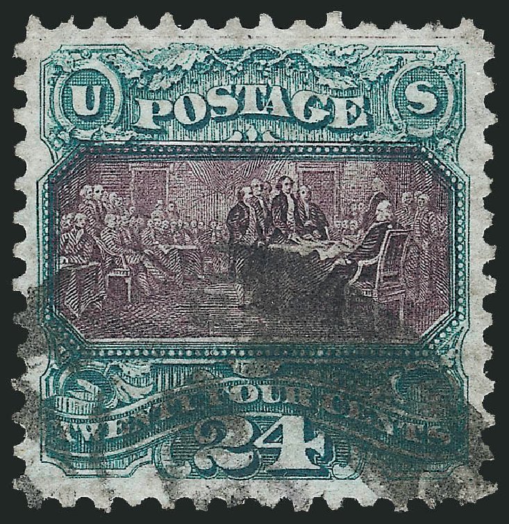 Price of US Stamps Scott Catalog #130 - 24c 1875 Pictorial Re-issue Declaration. Robert Siegel Auction Galleries, Mar 2011, Sale 1007, Lot 2315
