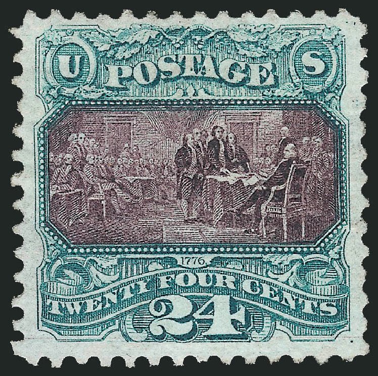 US Stamp Values Scott Cat. #130: 24c 1875 Pictorial Re-issue Declaration. Robert Siegel Auction Galleries, Oct 2011, Sale 1013, Lot 245