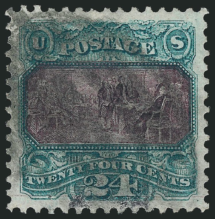 US Stamp Values Scott # 130 - 24c 1875 Pictorial Re-issue Declaration. Robert Siegel Auction Galleries, Mar 2012, Sale 1019, Lot 485