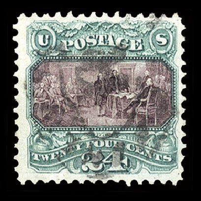 US Stamp Price Scott #130: 24c 1875 Pictorial Re-issue Declaration. Cherrystone Auctions, Jul 2013, Sale 201307, Lot 42