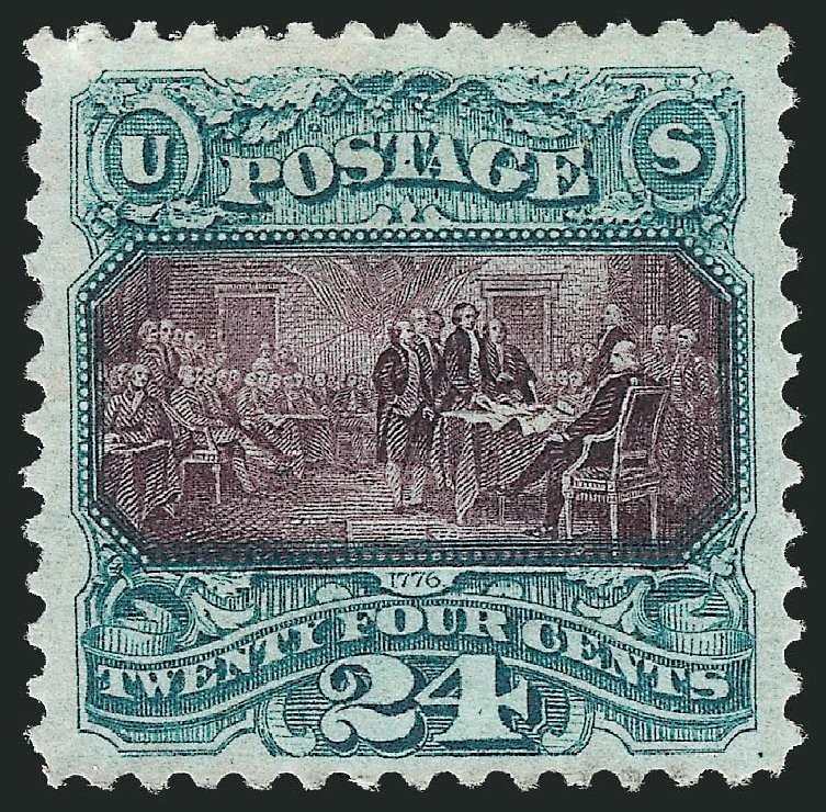 Cost of US Stamp Scott Catalogue # 130 - 1875 24c Pictorial Re-issue Declaration. Robert Siegel Auction Galleries, Oct 2011, Sale 1014, Lot 1342
