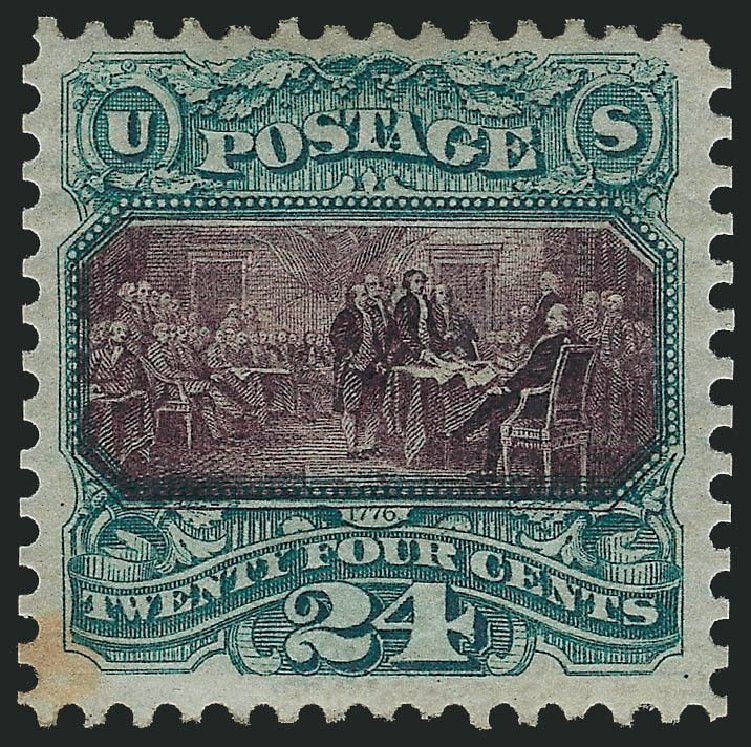 Values of US Stamp Scott Catalogue 130: 1875 24c Pictorial Re-issue Declaration. Robert Siegel Auction Galleries, Jul 2014, Sale 1077, Lot 132