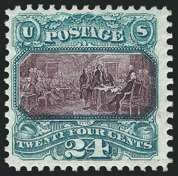 Values of US Stamps Scott Catalogue # 130 - 24c 1875 Pictorial Re-issue Declaration. Robert Siegel Auction Galleries, Oct 2011, Sale 1014, Lot 1343