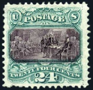 Costs of US Stamps Scott Catalogue # 130: 1875 24c Pictorial Re-issue Declaration. Harmer-Schau Auction Galleries, Oct 2009, Sale 83, Lot 366