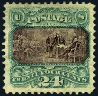 Cost of US Stamp Scott Catalog 130: 1875 24c Pictorial Re-issue Declaration. Harmer-Schau Auction Galleries, Aug 2012, Sale 94, Lot 1236