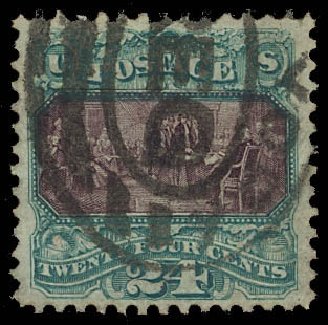 Cost of US Stamp Scott Cat. # 130: 1875 24c Pictorial Re-issue Declaration. Daniel Kelleher Auctions, Aug 2012, Sale 631, Lot 826