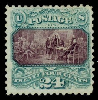 Value of US Stamps Scott # 130: 1875 24c Pictorial Re-issue Declaration. Daniel Kelleher Auctions, Sep 2013, Sale 639, Lot 396