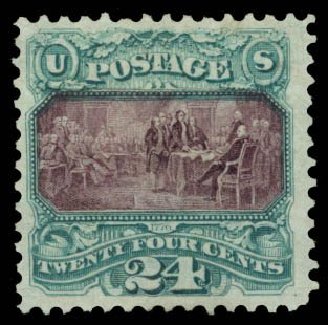 Costs of US Stamp Scott Cat. 130: 1875 24c Pictorial Re-issue Declaration. Daniel Kelleher Auctions, Mar 2014, Sale 650, Lot 2566