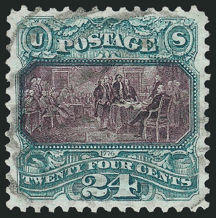 US Stamp Prices Scott Catalog #130 - 1875 24c Pictorial Re-issue Declaration. Robert Siegel Auction Galleries, Nov 2012, Sale 1034, Lot 136