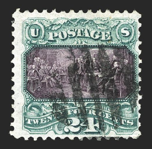 US Stamp Prices Scott Cat. 130: 1875 24c Pictorial Re-issue Declaration. Spink Shreves Galleries, Mar 2013, Sale 142, Lot 206