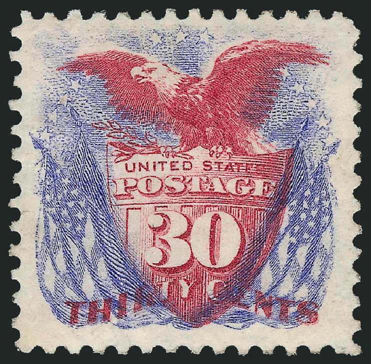 Price of US Stamps Scott Catalogue 131 - 1875 30c Pictorial Re-issue Shield Eagle Flags. Robert Siegel Auction Galleries, Mar 2012, Sale 1019, Lot 487