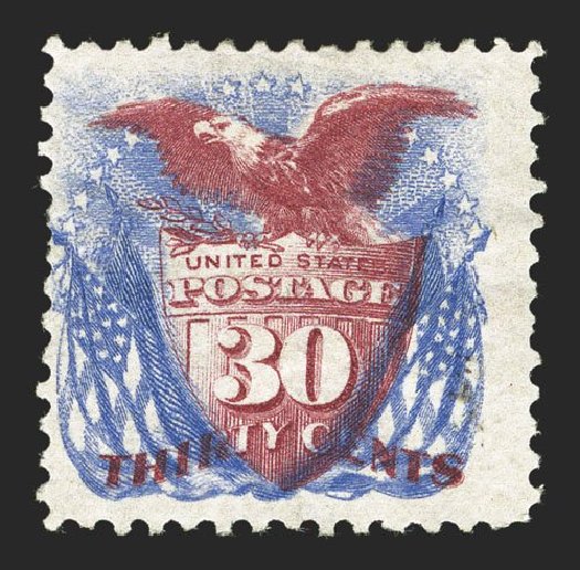 Cost of US Stamps Scott Cat. # 131: 30c 1875 Pictorial Re-issue Shield Eagle Flags. Spink Shreves Galleries, Mar 2013, Sale 142, Lot 207