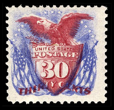 Price of US Stamp Scott #131 - 30c 1875 Pictorial Re-issue Shield Eagle Flags. Cherrystone Auctions, Nov 2010, Sale 201011, Lot 108