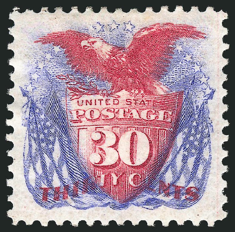 US Stamps Value Scott 131 - 1875 30c Pictorial Re-issue Shield Eagle Flags. Robert Siegel Auction Galleries, Dec 2010, Sale 1000, Lot 1088