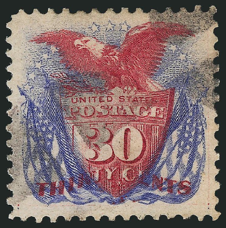 US Stamp Values Scott Catalogue # 131: 30c 1875 Pictorial Re-issue Shield Eagle Flags. Robert Siegel Auction Galleries, Nov 2012, Sale 1034, Lot 138