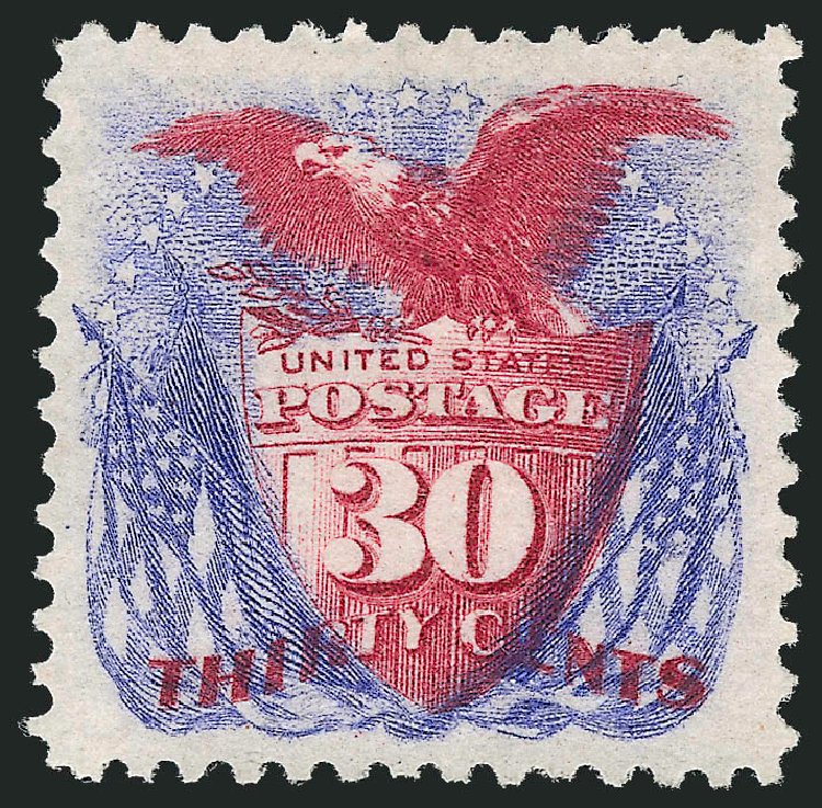 Value of US Stamps Scott Catalogue #131 - 30c 1875 Pictorial Re-issue Shield Eagle Flags. Robert Siegel Auction Galleries, Oct 2011, Sale 1014, Lot 1349