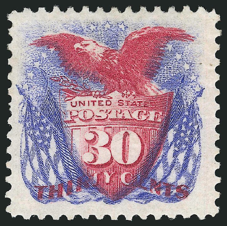 Costs of US Stamp Scott 131: 1875 30c Pictorial Re-issue Shield Eagle Flags. Robert Siegel Auction Galleries, Apr 2015, Sale 1096, Lot 249