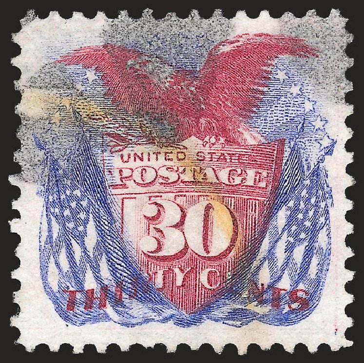 US Stamp Values Scott Cat. 131 - 30c 1875 Pictorial Re-issue Shield Eagle Flags. Robert Siegel Auction Galleries, Jun 2010, Sale 992, Lot 2209