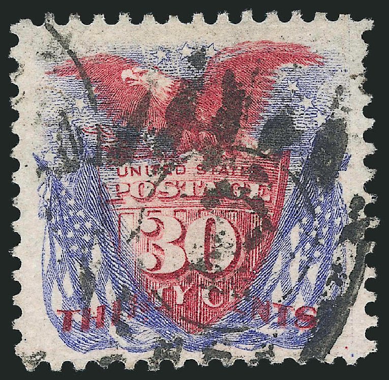 Value of US Stamp Scott 131: 1875 30c Pictorial Re-issue Shield Eagle Flags. Robert Siegel Auction Galleries, Oct 2011, Sale 1013, Lot 260