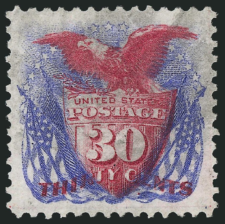 Value of US Stamps Scott Catalogue 131: 30c 1875 Pictorial Re-issue Shield Eagle Flags. Robert Siegel Auction Galleries, Oct 2012, Sale 1032, Lot 3210