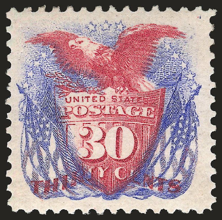 Cost of US Stamps Scott #131: 1875 30c Pictorial Re-issue Shield Eagle Flags. Robert Siegel Auction Galleries, Jan 2009, Sale 968, Lot 170