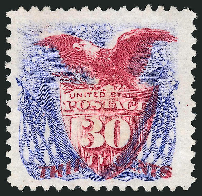 Price of US Stamps Scott Catalog # 131: 1875 30c Pictorial Re-issue Shield Eagle Flags. Robert Siegel Auction Galleries, Oct 2011, Sale 1014, Lot 1351