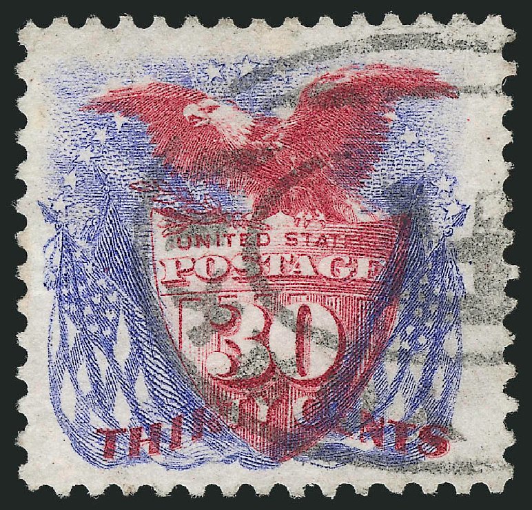 US Stamps Value Scott Cat. 131: 30c 1875 Pictorial Re-issue Shield Eagle Flags. Robert Siegel Auction Galleries, Apr 2010, Sale 984, Lot 451