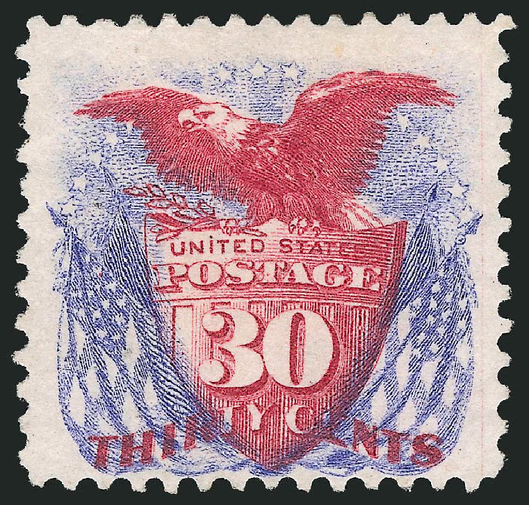 Costs of US Stamps Scott Cat. 131: 1875 30c Pictorial Re-issue Shield Eagle Flags. Robert Siegel Auction Galleries, Dec 2009, Sale 982, Lot 5394