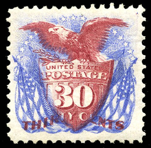 Values of US Stamp Scott Catalogue #131: 1875 30c Pictorial Re-issue Shield Eagle Flags. Matthew Bennett International, May 2014, Sale 350, Lot 243