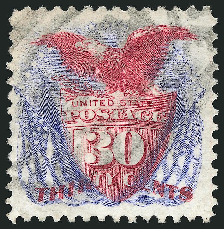 Value of US Stamps Scott Catalog #131: 1875 30c Pictorial Re-issue Shield Eagle Flags. Robert Siegel Auction Galleries, Dec 2012, Sale 1037, Lot 1703