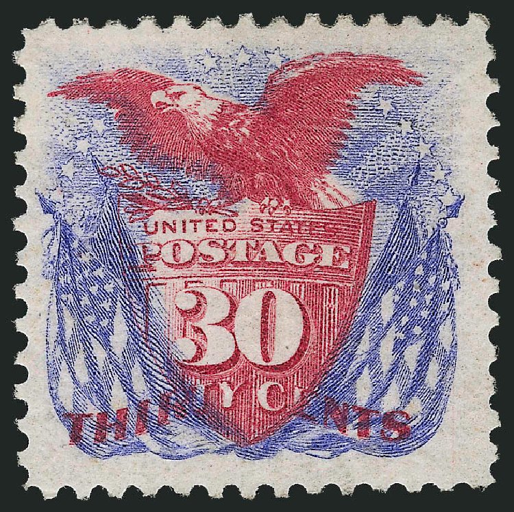 Cost of US Stamps Scott 131 - 30c 1875 Pictorial Re-issue Shield Eagle Flags. Robert Siegel Auction Galleries, Oct 2010, Sale 997, Lot 5523