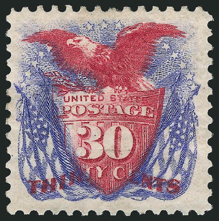 Value of US Stamps Scott Catalogue 131: 1875 30c Pictorial Re-issue Shield Eagle Flags. Robert Siegel Auction Galleries, Mar 2011, Sale 1007, Lot 2316