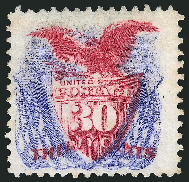 Values of US Stamp Scott Catalog 131: 30c 1875 Pictorial Re-issue Shield Eagle Flags. Robert Siegel Auction Galleries, Oct 2010, Sale 997, Lot 5526