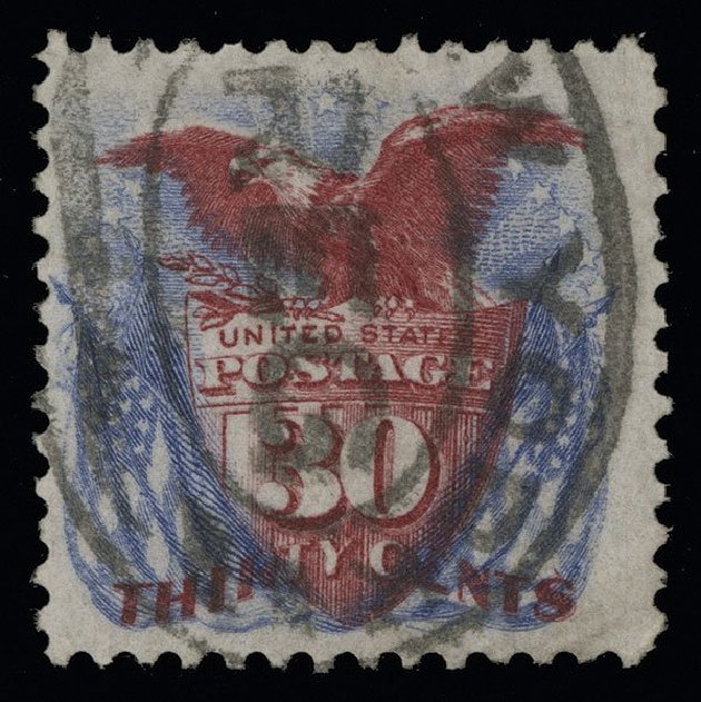 Price of US Stamps Scott Catalog #131 - 30c 1875 Pictorial Re-issue Shield Eagle Flags. Spink Shreves Galleries, Aug 2013, Sale 144, Lot 166