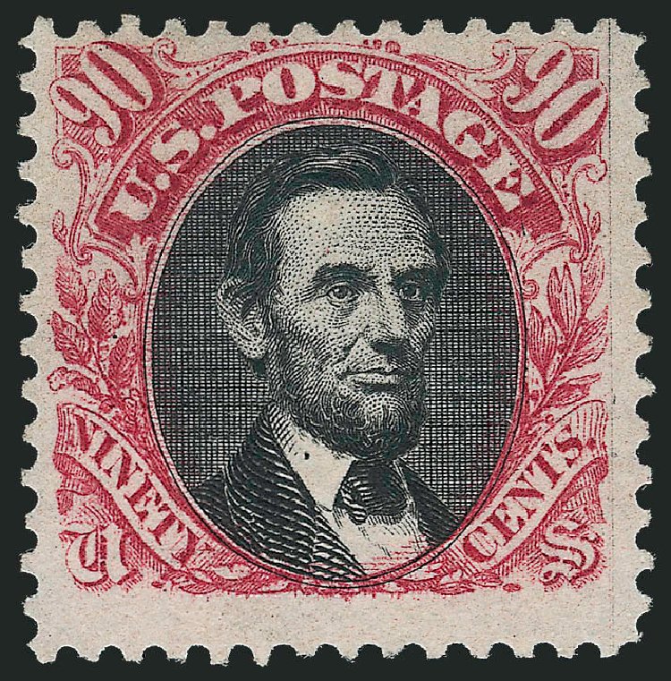 US Stamps Values Scott Catalogue # 132: 1875 90c Pictorial Re-issue Lincoln. Robert Siegel Auction Galleries, Oct 2011, Sale 1014, Lot 1357